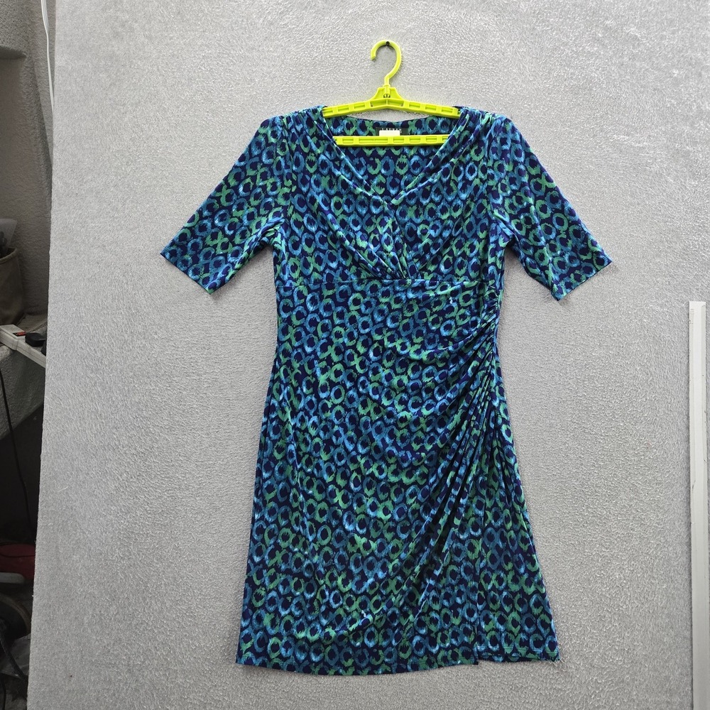 Lauren Ralph Lauren Women Dress 16 Blue Animal Print Sheath Romantic Ruffle